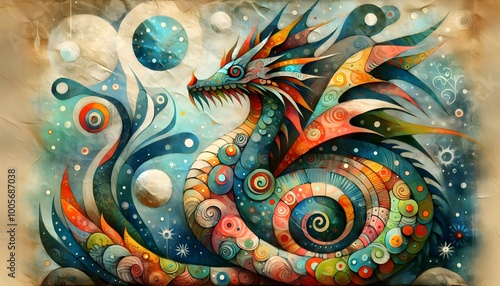 Wallpaper Mural "Dragones de Fantasía Espiral" Torontodigital.ca