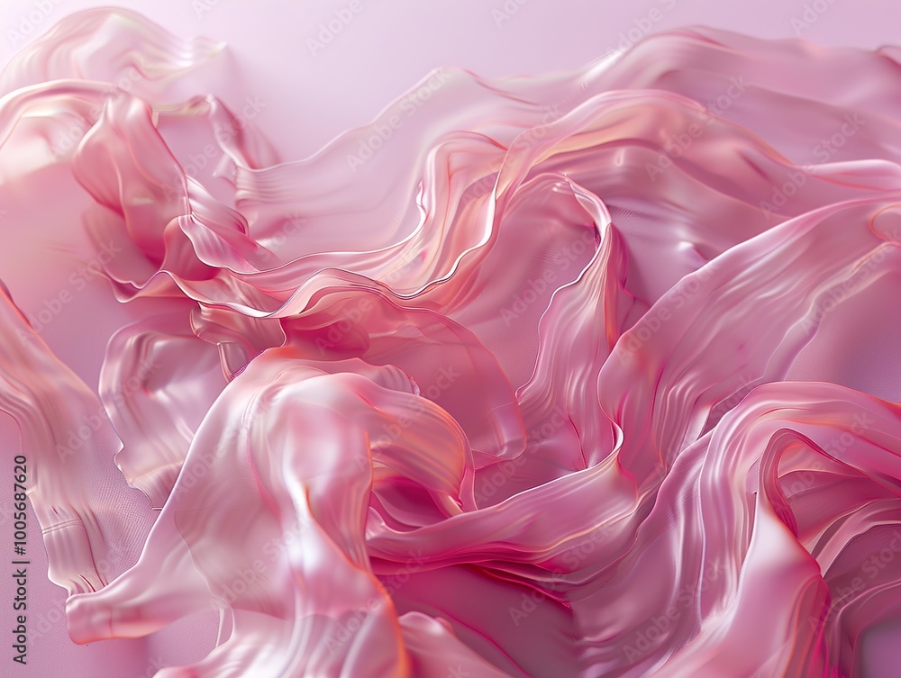 Fototapeta premium Abstract Pink Waves: A Dreamy Digital Art Creation