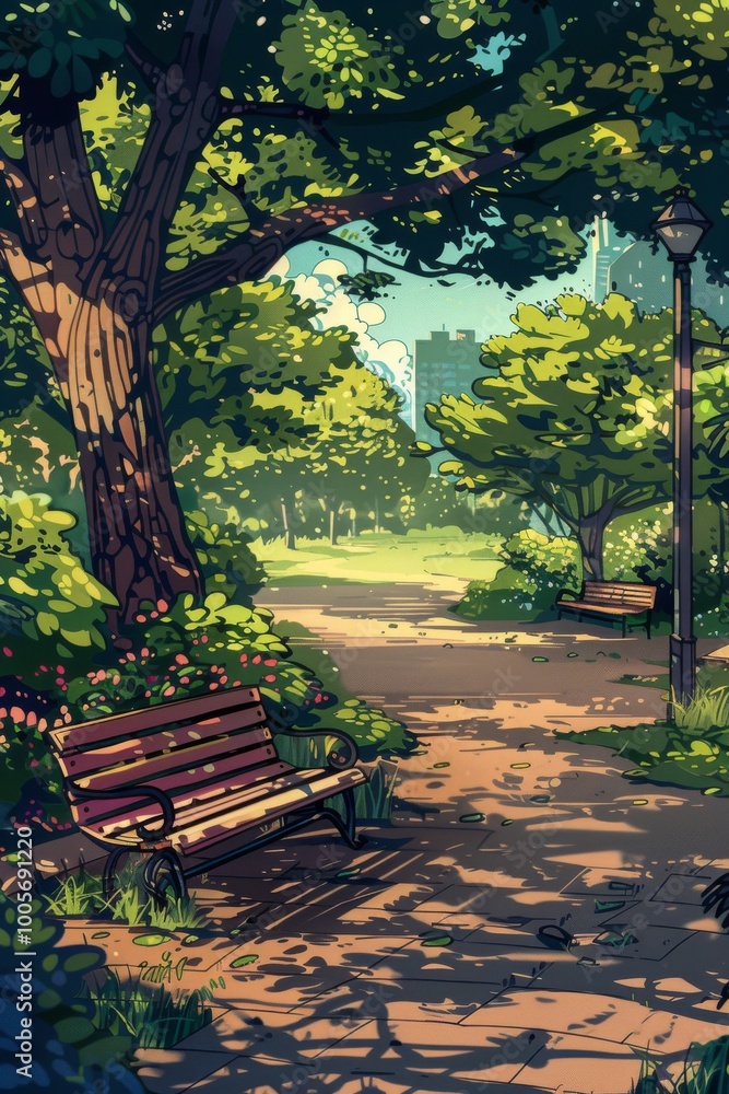 Lofi background featuring back view of a park. Lofi background featuring back view of a park.