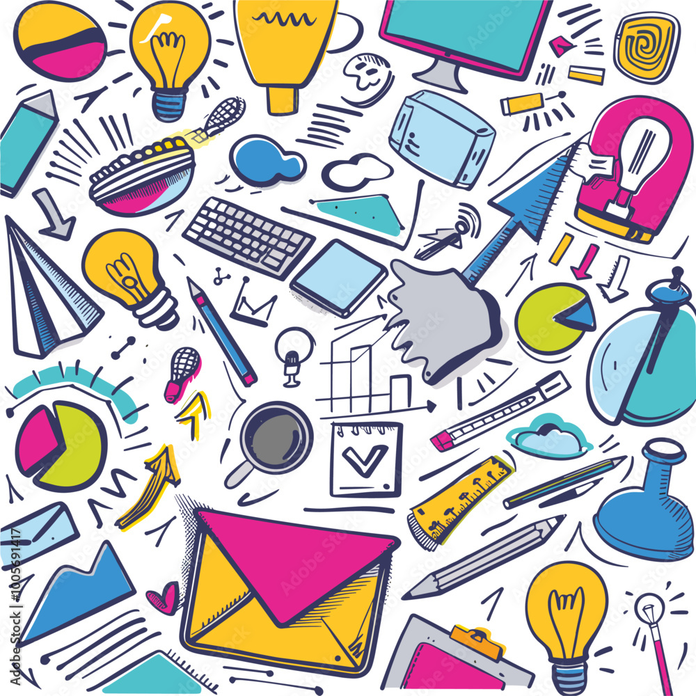 School tools Hand Drawn Doodle Vector Design School tools Hand Drawn Doodle Vector Design