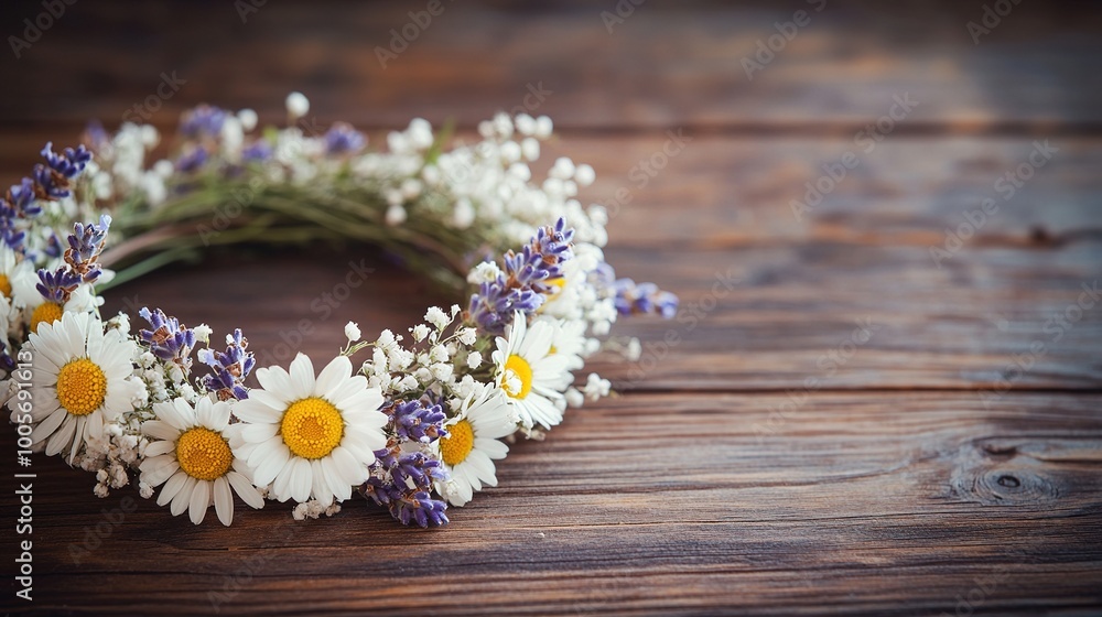 Fresh Flower Crown with Daisies and Lavender Fresh Flower Crown with Daisies and Lavender