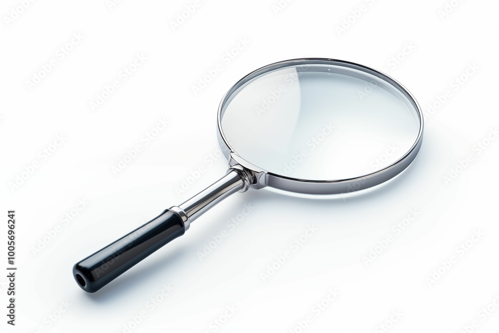 Top view of magnifying glass isolated on a white background. Generative ai Top view of magnifying glass isolated on a white background. Generative ai