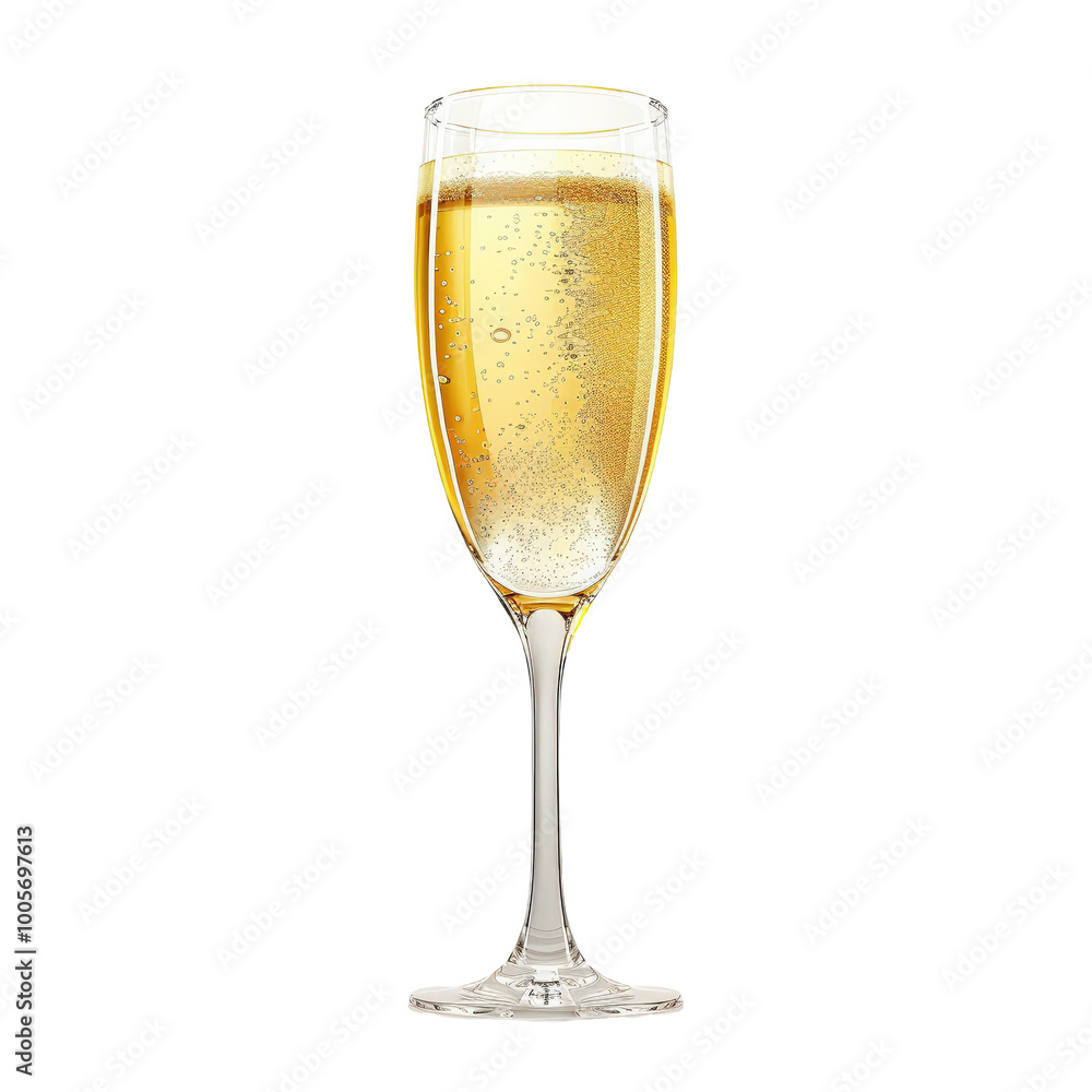 Elegant Sparkling Champagne Glass with Bubbles Isolate on a White Background Transparent Background Elegant Sparkling Champagne Glass with Bubbles Isolate on a White Background Transparent Background