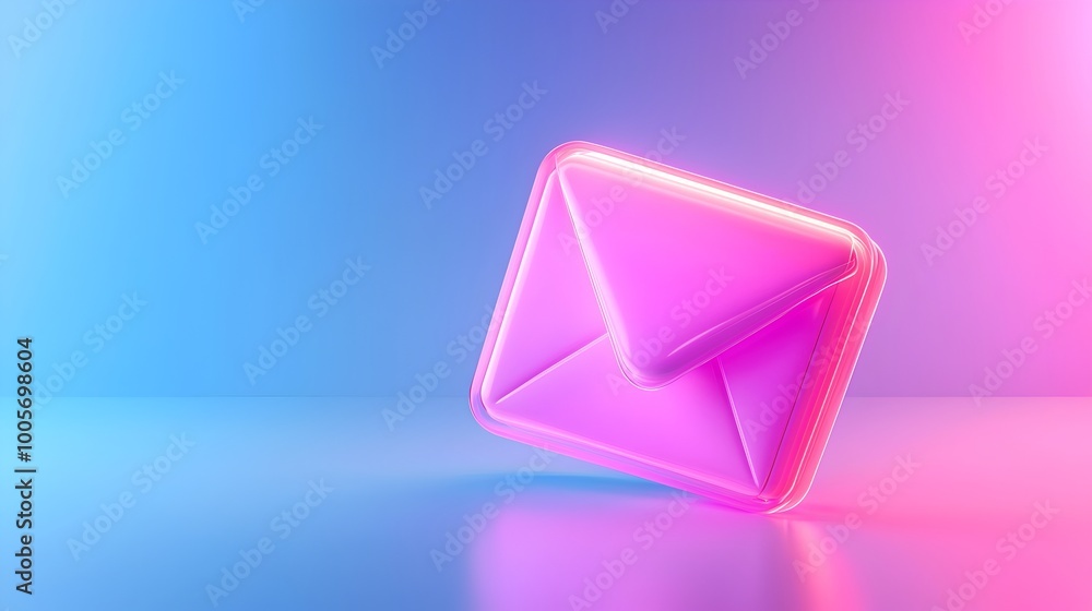 Glowing 3D Digital Mail Icon Floating in Minimalist Virtual Space Glowing 3D Digital Mail Icon Floating in Minimalist Virtual Space