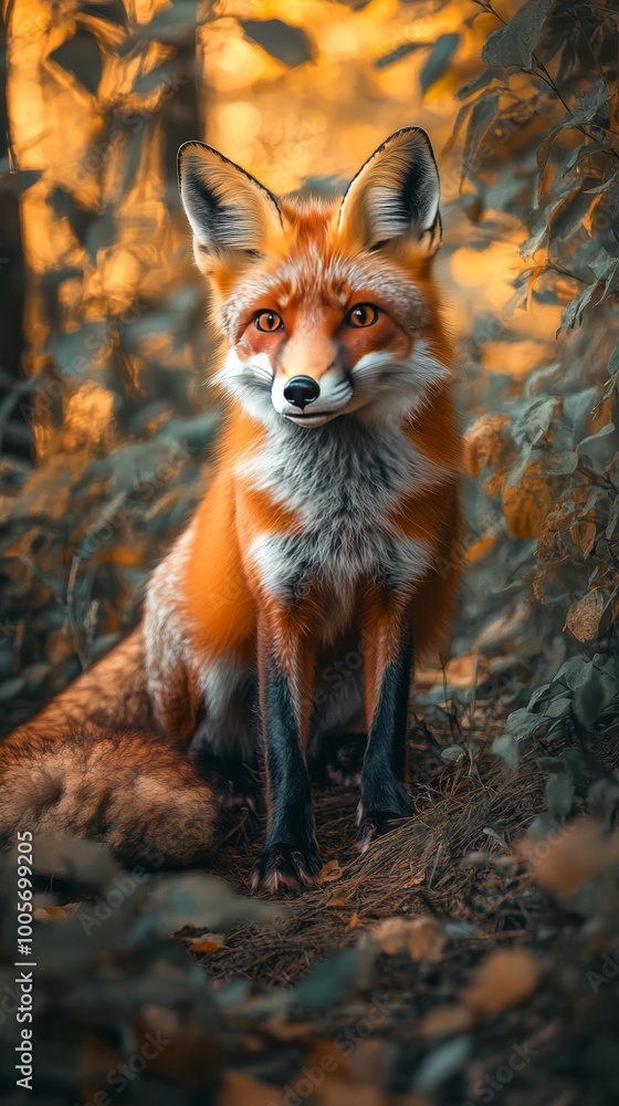 Capture the elusive charm of a fox in its natural habitat, showcasing its sleek orange fur, bushy tail, and keen expression as it gracefully navigates through a lush forest, illuminated by dappled sun Capture the elusive charm of a fox in its natural habitat, showcasing its sleek orange fur, bushy tail, and keen expression as it gracefully navigates through a lush forest, illuminated by dappled sun