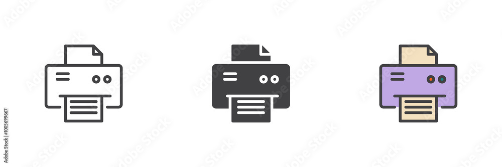 Printing document different style icon set Printing document different style icon set
