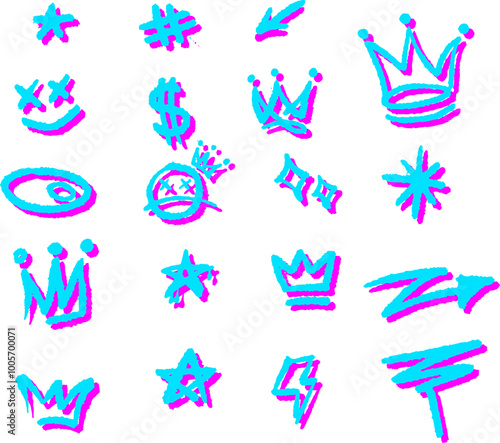 Duo tone Grunge Brush Grafity Element Bundling