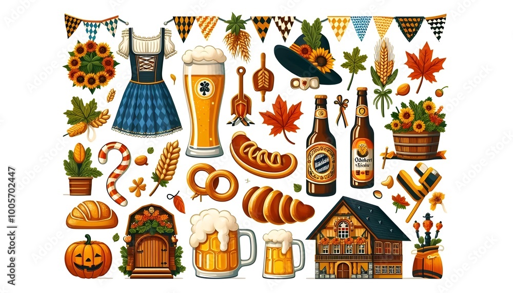 Oktoberfest festival png cut out element set Oktoberfest festival png cut out element set