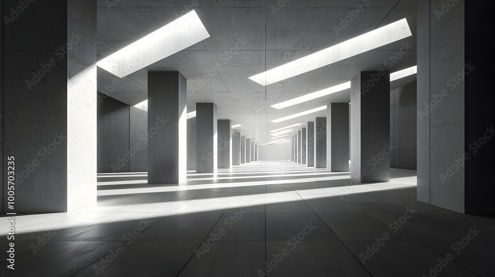 Obraz premium Minimalist Architectural Passage with Ambient Lighting and Clean Geometric Lines