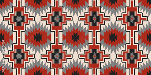 Ethnic geometric pattern, seamless pattern of the Navajo tribe. Native American ethnic. Seamless vector pattern ethnic, seamless Mexican rug, woven carpet. Folk embroidery, Bohemian, Aztec style.