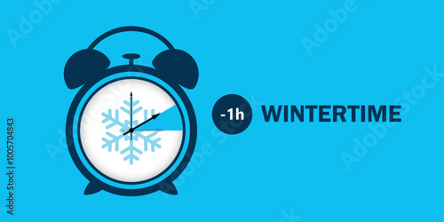 ringing alarm clock switch to winter time vector illustration