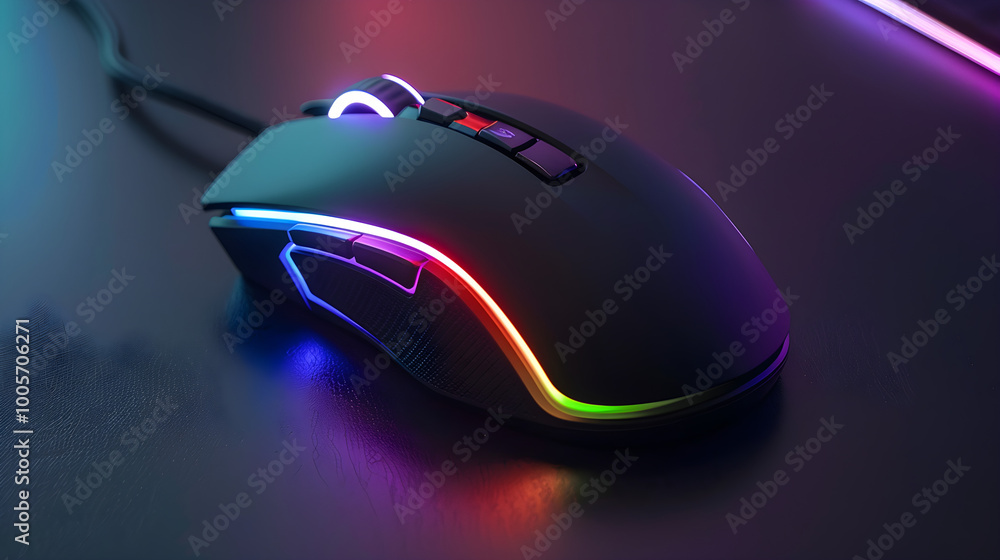 High-tech gaming mouse with sleek design, colorful buttons, and no wires for ultimate convenience. High-tech gaming mouse with sleek design, colorful buttons, and no wires for ultimate convenience.