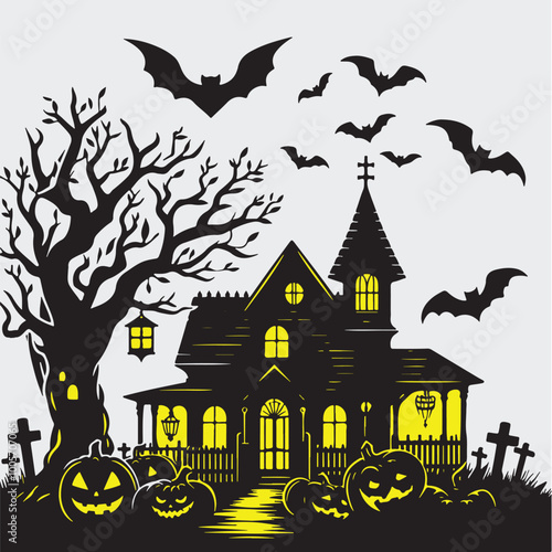 halloween background with house