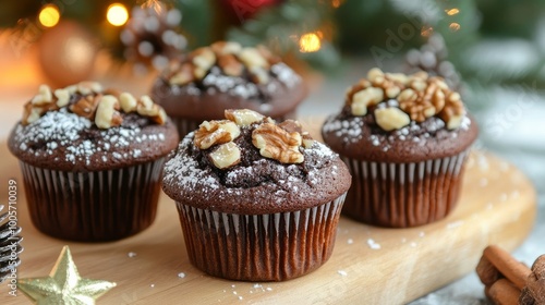 Chocolate-nut Christmas muffins