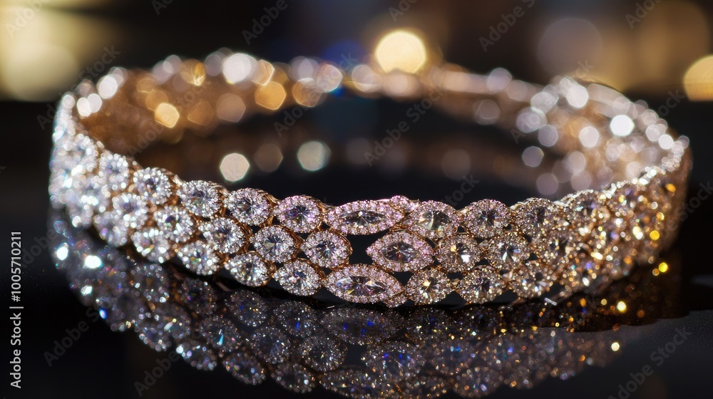 Elegant Sparkling Diamond Choker on Reflective Surface Elegant Sparkling Diamond Choker on Reflective Surface