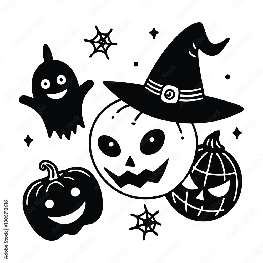 Halloween Drawings Vectors element set. Halloween Drawings Vectors element set.