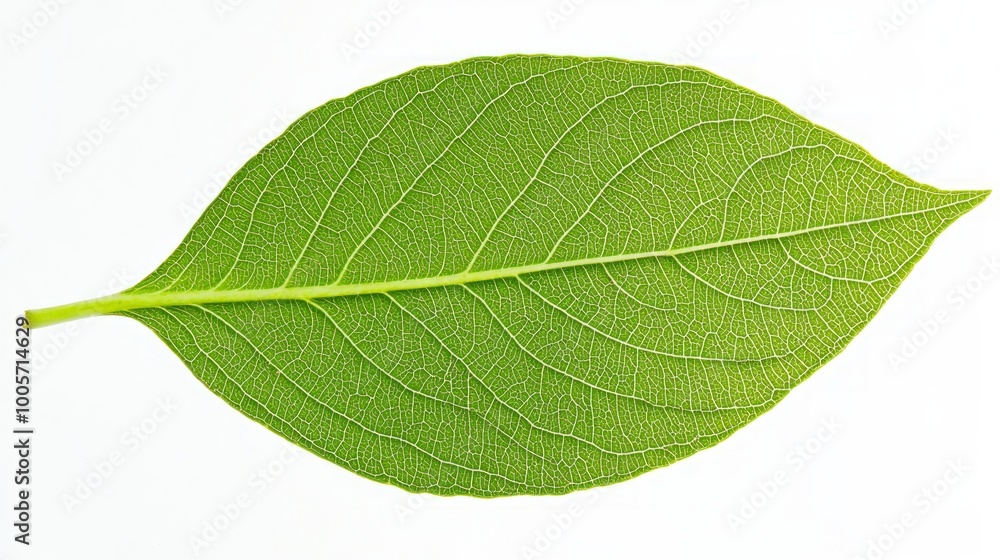 Obraz premium Macro Close-Up of Vibrant Leaf Veins on White Background