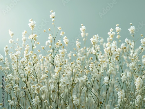 Delicate White Wildflowers in a Soft Focus Field