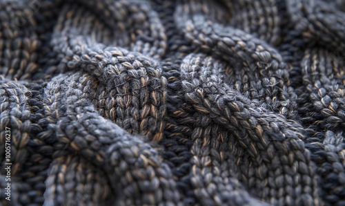 Closeup of knitted sweater texture, grey colored