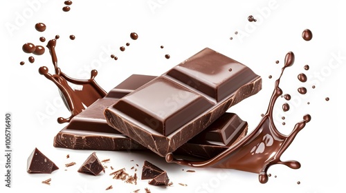 Chocolate Bar Splash  Isolated On White Background