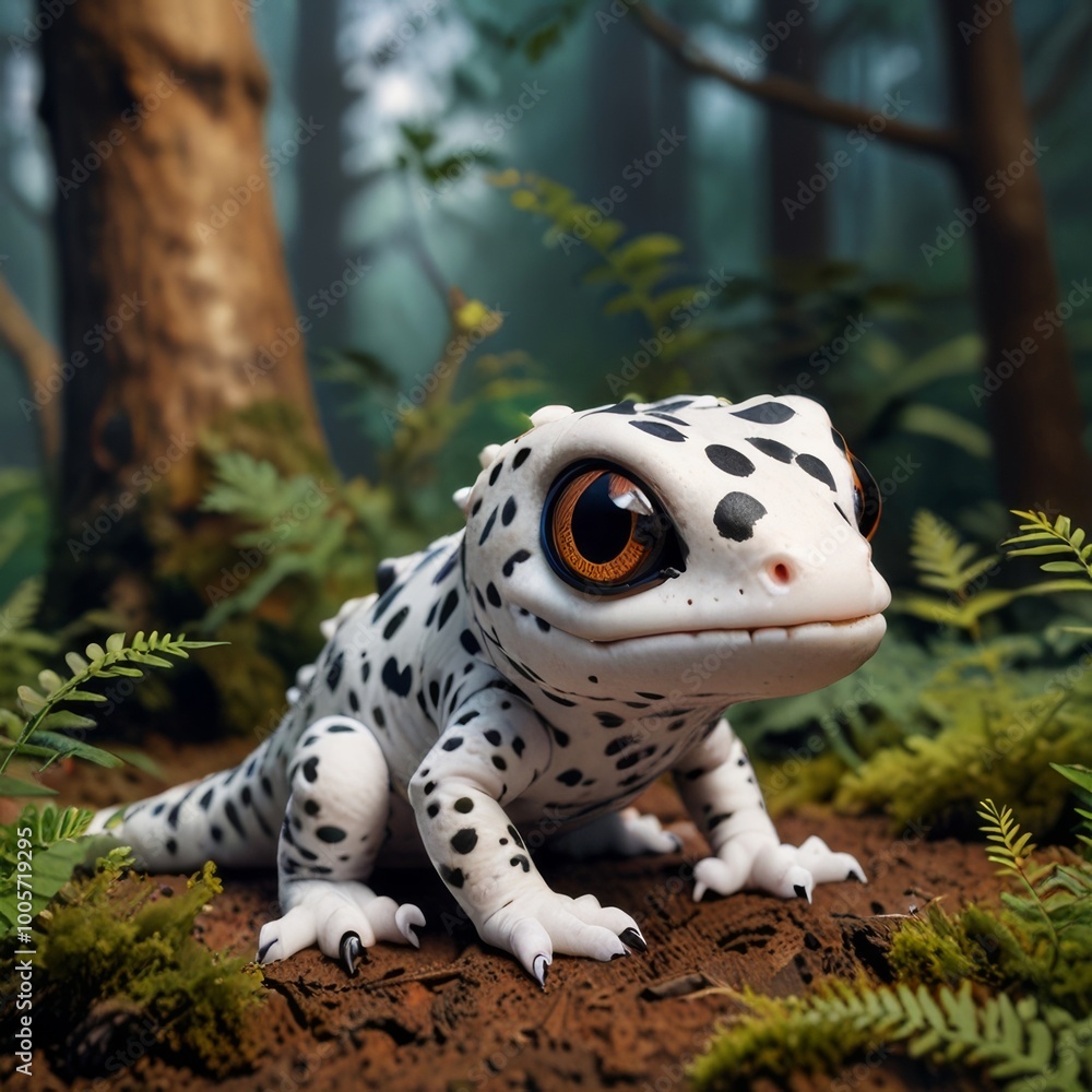 Cute Gecko in a Forest Setting Cute Gecko in a Forest Setting
