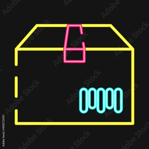 Icon package barcode. Barcode and qr code elements. Icons in neon style. Good for prints, posters, logo, advertisement,infographics, etc.