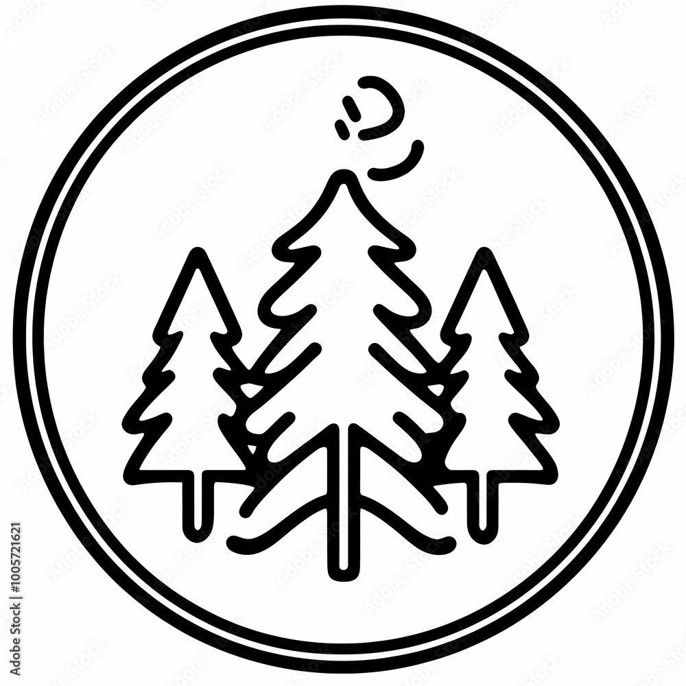 Howling Wolf Icon in Surrounded Forest Scene Howling Wolf Icon in Surrounded Forest Scene