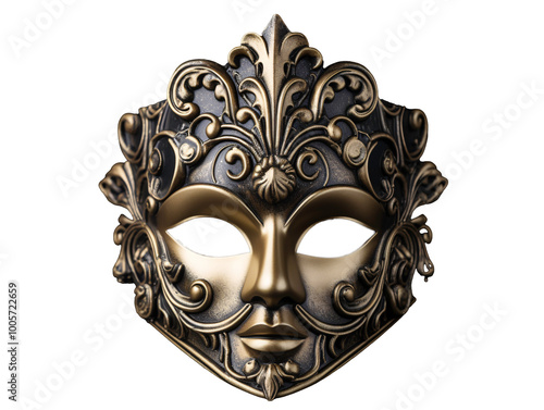 a gold and black mask