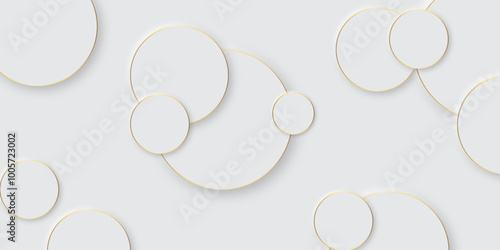 Abstract grey geometric modern circle background design. golden stoke with decorative elements in Neomorphs style with copy space. You can use for add, poster, design artwork, template banner, wallpa