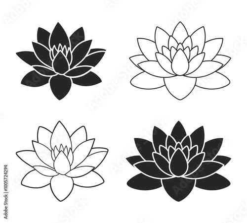 Water Lily SVG. Flower clipart, Flowers Vector, Flower Silhouette, Water Lily Clipart,
