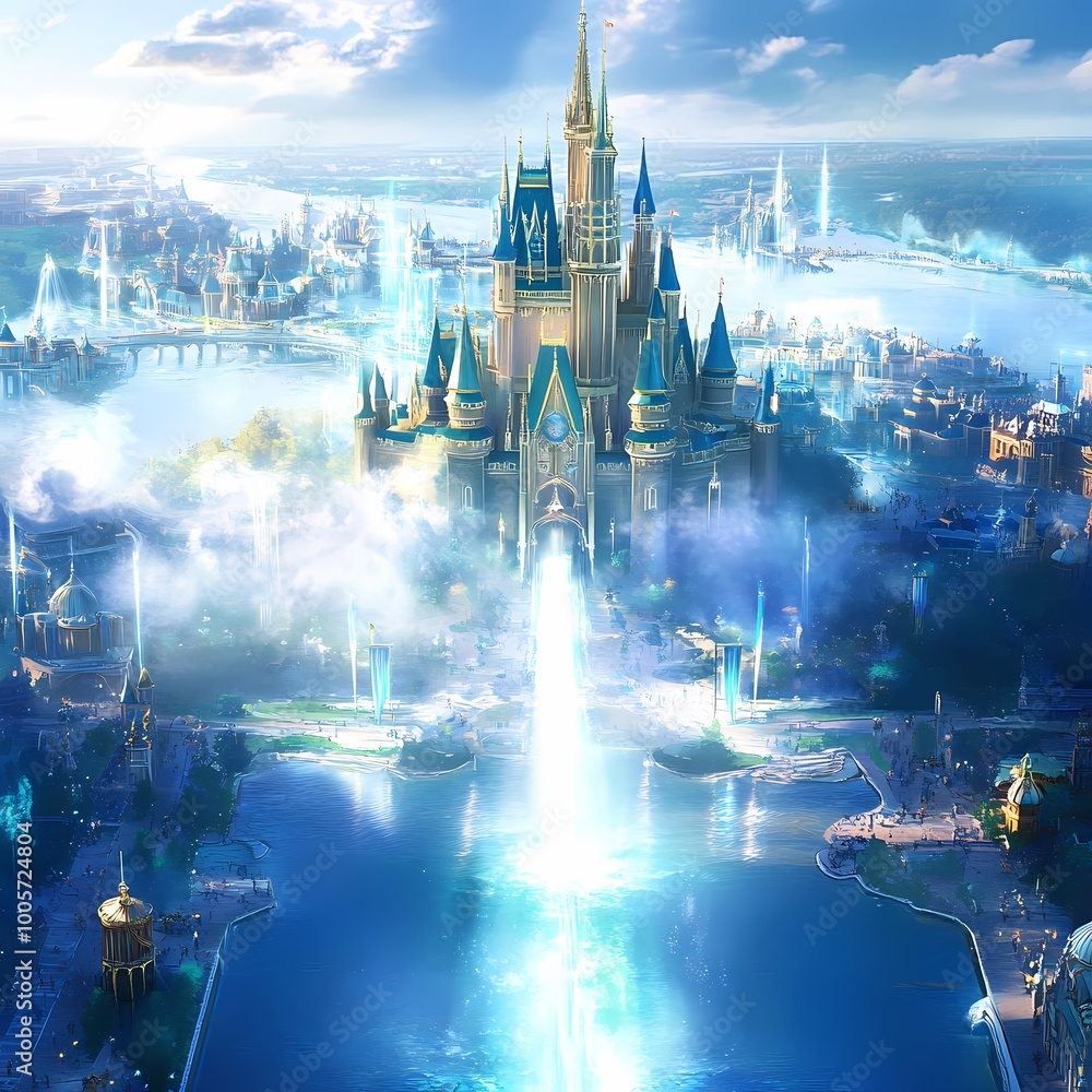 Obraz premium Enchanting Fantasy World with Floating Islands and Castles