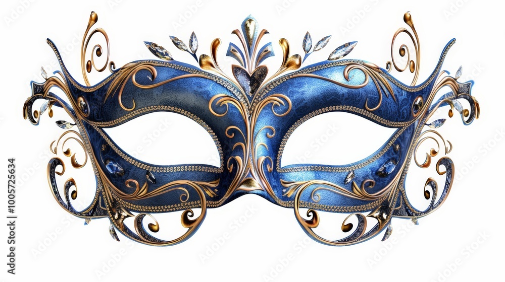 Blue and Gold Venetian Mask Isolated On White Background Blue and Gold Venetian Mask Isolated On White Background