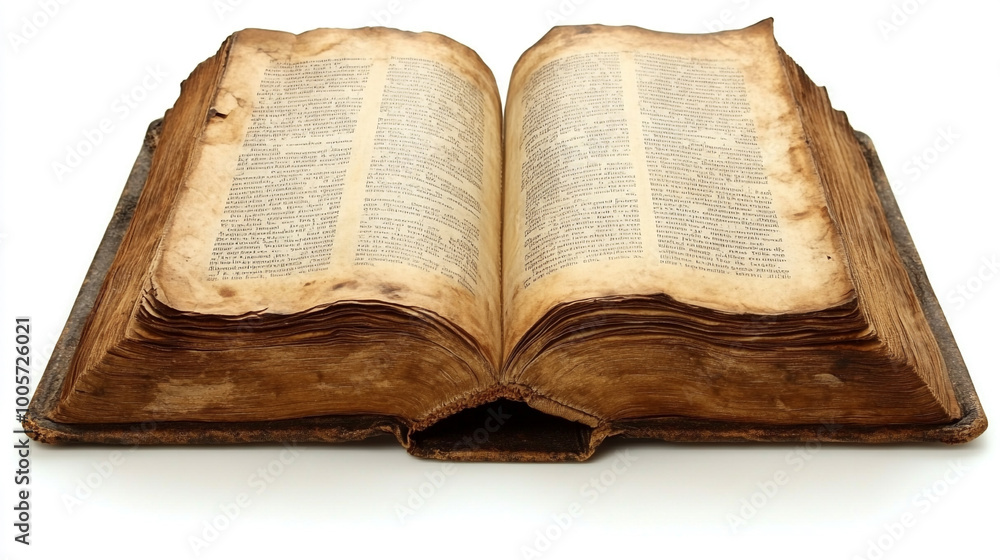 Obraz premium An antique book with weathered pages, showcasing timeless knowledge and history, perfect for educational or decorative use.