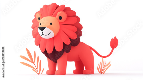 Colorful 3D lion illustration perfect for children's books, decorations, or educational materials, showcasing creativity and playfulness. photo