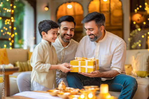 happy indian family celebrating diwali festival at home