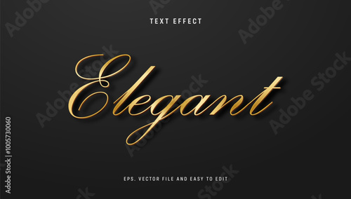 Elegant gold script text effect, editable font style
