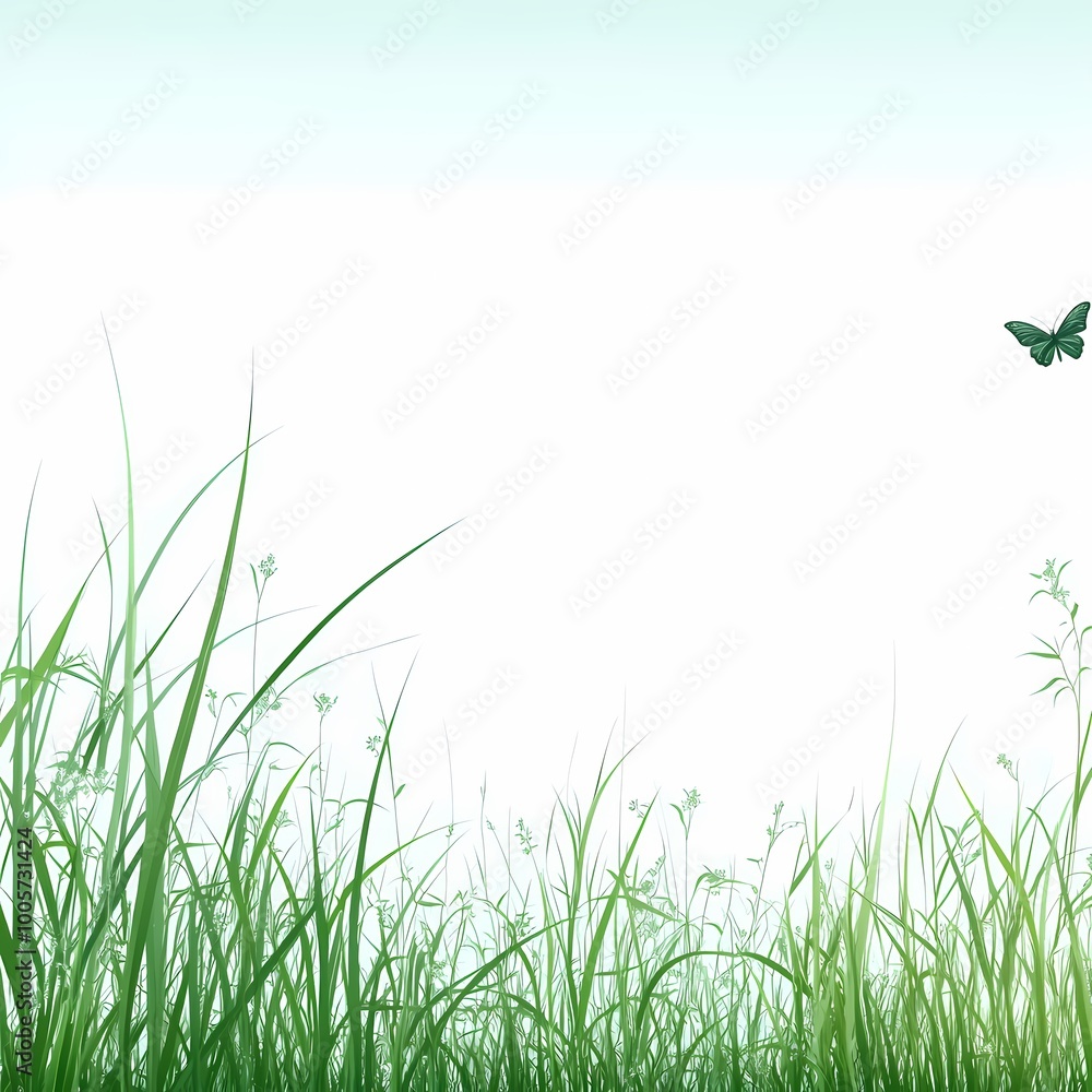 Fototapeta premium Eco-Friendly Icon Featuring Butterfly in Meadow
