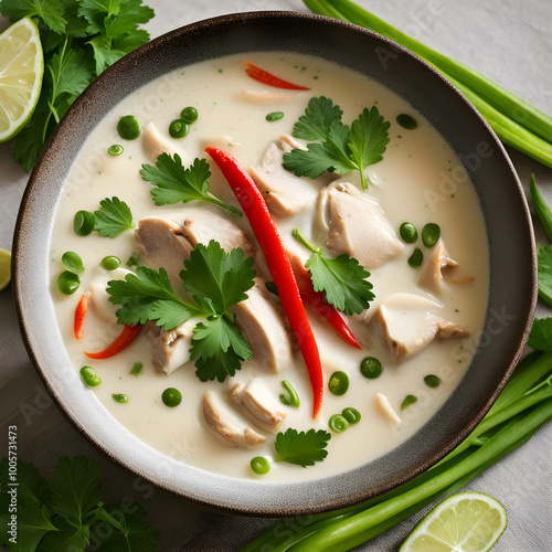 tom kha gai the traditional thai coconu photo