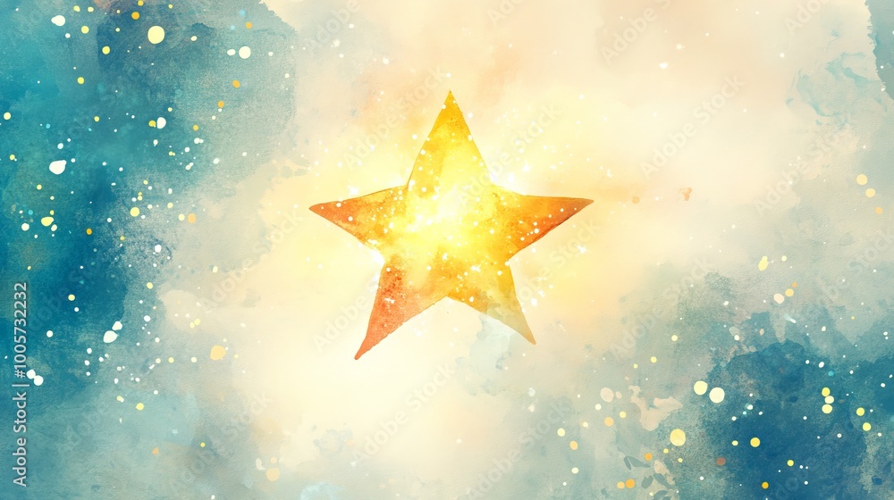 A star is shining brightly in the sky, surrounded by a blue and white background. The star is the focal point of the image, drawing the viewer's attention to its bright light A star is shining brightly in the sky, surrounded by a blue and white background. The star is the focal point of the image, drawing the viewer's attention to its bright light