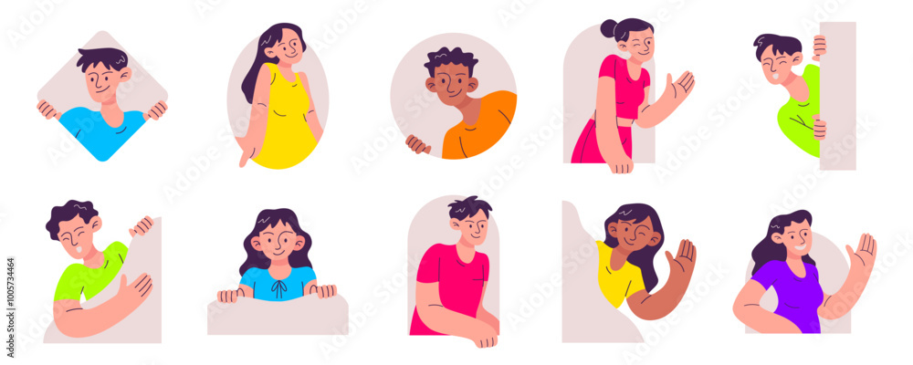 People Peeping Illustration Set People Peeping Illustration Set