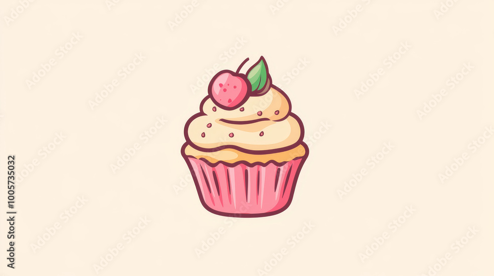 A cute logo for a bakery with a cupcake illustration. It's ready to use and has a girly style. Perfect for businesses selling baked goods. A cute logo for a bakery with a cupcake illustration. It's ready to use and has a girly style. Perfect for businesses selling baked goods.