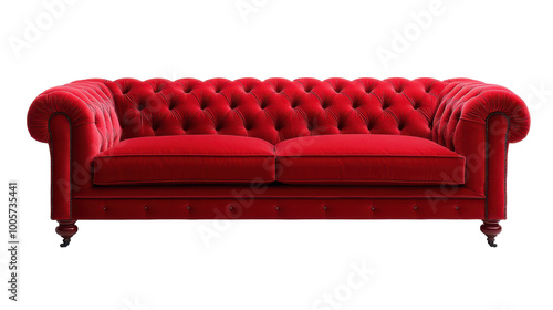 PNG red luxury soft sofa couch with wooden legs