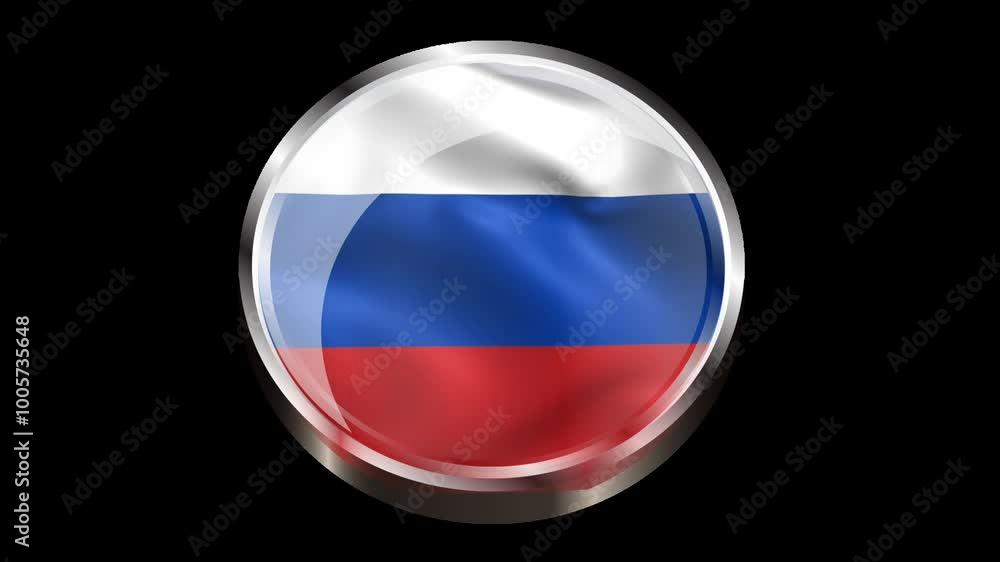 Russia Flag on 3D Circular with Transparent Background Russia Flag on 3D Circular with Transparent Background
