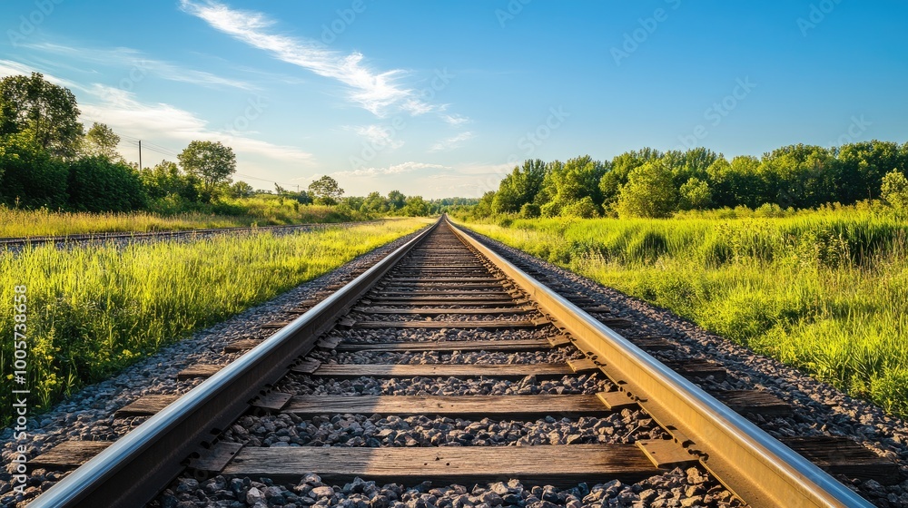 Scenic View of Endless Railway Tracks in Nature Scenic View of Endless Railway Tracks in Nature