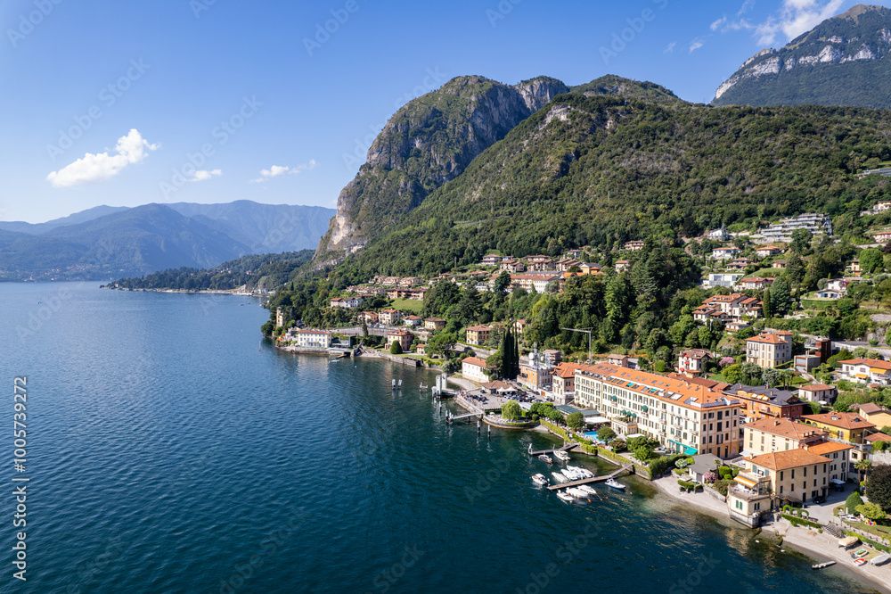 Fototapeta premium City of Menaggio, Lake Como drone photography. Italy 22.08.2024