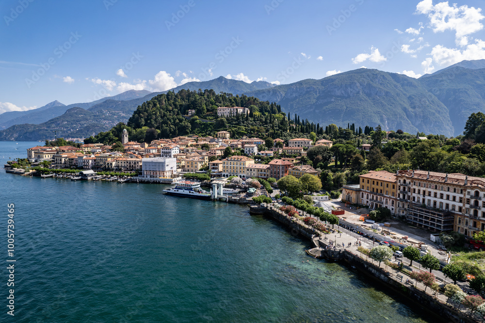 Fototapeta premium City of Bellagio, drone photo Lake Como, Italy 23.08.2024