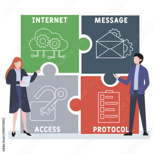 IMAP internet message access protocol acronym. business concept background. vector illustration concept with keywords and icons. lettering illustration with icons for web banner, flyer, landing