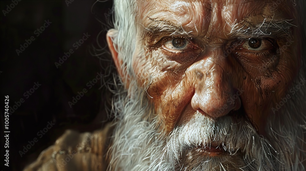 Close-up Portrait of an Old Man with a White Beard Close-up Portrait of an Old Man with a White Beard
