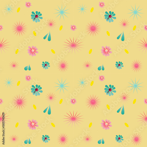 Abstract background, seamless pattern design in sweet colors, small flowers, children's fabric patterns, gift wrapping paper