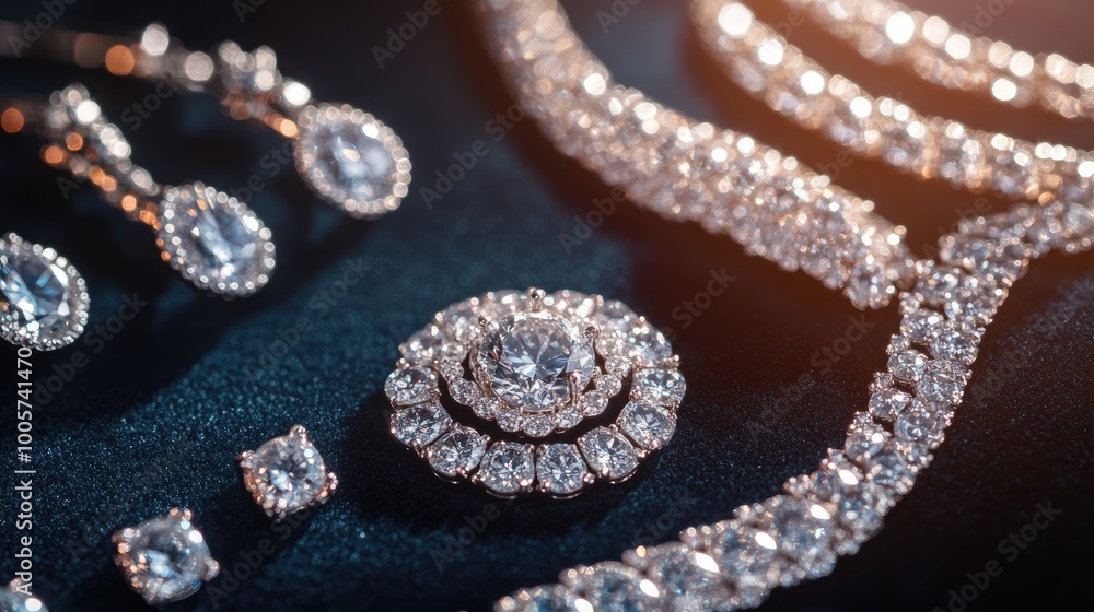 Elegant Jewelry Display on Dark Background Elegant Jewelry Display on Dark Background